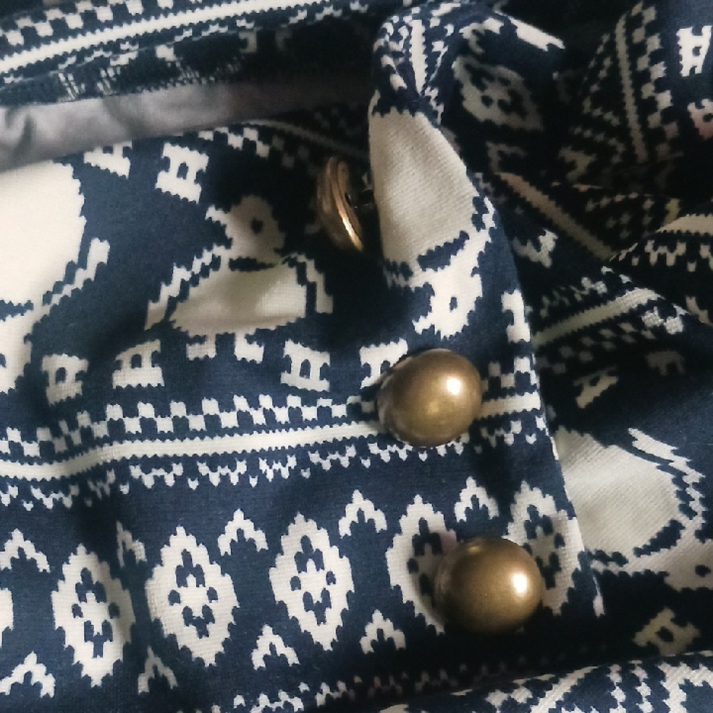 Modcloth Navy and Cream Patterned Midi Dress - Picture 3 of 3